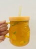 青蘋(píng)果高顏值玻璃吸管杯帶蓋情侶款可微波 兩只裝混色 曬單實(shí)拍圖