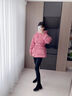德瑪納（dme）【胭脂美人系列】冬季高保暖連帽90鴨絨腰帶羽絨服女短款外套 胭脂紅 S 曬單實(shí)拍圖