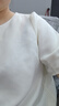 獨束大碼女裝設計感V領(lǐng)雪紡衫女夏裝新款微胖mm正肩寬松顯瘦上衣 月光白 L (尺碼：2) 曬單實(shí)拍圖