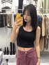 嘉麗薇背心女夏季新款西裝內搭打底背心短款高級感遮副乳工字美背上衣 黑色 M 曬單實(shí)拍圖