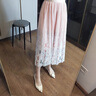 妃奧絨高端印花春夏網(wǎng)紗半身裙女2024新款碎花裙中長(cháng)款百褶裙A字長(cháng)裙子 杏色 M 曬單實(shí)拍圖