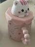 逗趣家可愛(ài)兔馬克杯辦公室高顏值咖啡牛奶杯吸管帶蓋水杯學(xué)生情侶陶瓷杯 粉色貓咪 曬單實(shí)拍圖