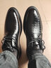 巴圖騰男士皮鞋男正裝商務(wù)真皮內增高青年大碼46西裝結婚新郎鞋春季新款 鱷魚(yú)紋款-黑色 44 曬單實(shí)拍圖