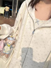 燦圖韓系碎花衛(wèi)衣女春秋季新款連帽長袖開衫外套寬松休閑學(xué)院風(fēng)上衣女 杏色 M 【建議80-100斤】 曬單實拍圖