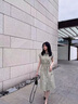 拉夏貝爾（La Chapelle）短袖雪紡連衣裙女裝2025年夏季新款時(shí)尚中長款法式小個(gè)子夏天裙子 綠色 M 曬單實(shí)拍圖