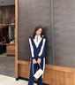 佰藍嬌高級感時尚氣質(zhì)運動套裝女2025春秋季新款休閑衛(wèi)衣哈倫褲子兩件套 懷舊藍 XL （推薦127-138斤） 曬單實拍圖