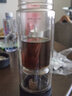 茶之戀 一鍵隔離式茶水分離泡茶杯過(guò)濾杯子便攜茶杯雙層玻璃杯水杯 皮紋黑 360ML 曬單實(shí)拍圖