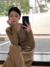 艾柔丹春秋季新款針織休閑褲女裝感氣質(zhì)顯瘦上衣闊腿褲套裝褲子秋冬 卡其色一套 M 曬單實(shí)拍圖