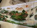 織巢鳥(niǎo)純手工十字繡成品江山如畫(huà)財運亨通財源滾滾客廳辦公室裝飾風(fēng)景畫(huà) 沒(méi)繡的印花材料套件240*90CM 曬單實(shí)拍圖