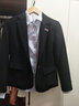 金蒂情春秋款商務(wù)正裝小西裝時(shí)尚職業(yè)裝女裝套裝ol氣質(zhì)修身白領(lǐng)工作服 黑色西裝+馬甲+藍條襯衫+西褲 L(建議100-110斤) 曬單實(shí)拍圖