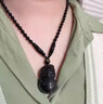 Rose Imprinting冰種彩虹眼黑曜石貔貅吊墜男士十二生肖項鏈女轉(zhuǎn)運皮丘掛墜 生肖兔貔貅-珠鏈款 曬單實拍圖