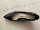 米维兰羊皮高跟鞋女细跟尖头工作中跟礼仪皮鞋黑色职业面试单鞋大码女鞋 黑色（10厘米高） 38 实拍图