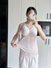 Mom Jane哺乳背心吊帶純棉孕婦裝春夏季薄款打底春秋款喂奶月子服免穿文胸 粉白條紋（95%棉-可拆罩杯） L(建議體重95-115斤) 曬單實(shí)拍圖