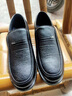 回力男鞋中老年男士皮鞋男休閑商務(wù)真皮透氣軟底爸爸鞋防滑鏤空皮涼鞋 81311黑色四季單鞋 41 曬單實(shí)拍圖