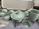 器酋  高檔汝窯功夫茶具套裝陶瓷冰花釉茶壺蓋碗整套禮盒禮物送人禮品 10頭冰花釉蓋碗套裝（羅漢杯） 曬單實(shí)拍圖