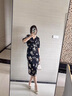 RUIQIUER輕奢女裝新款連衣裙女夏季設(shè)計感復(fù)古印花法式顯瘦短袖裙子夏天 圖片色 S 曬單實拍圖