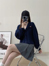 TOMMY JEANS【寬松燈籠袖】女裝美式學院風純棉后背撞色V領針織開衫外套藏青白紅拼色C1GXS （推薦：100斤以下） 曬單實拍圖