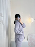 莫代爾睡衣女冬季夾棉三層加厚加絨棉襖冬款珊瑚絨加大碼保暖家居服套裝 LG1752霧紫色【三層加厚】 M (建議80-100斤) 曬單實(shí)拍圖