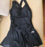 李宁（LI-NING）泳衣女士修身遮肚显瘦连体裙式温泉度假保守大码泳装020 黑色L 实拍图