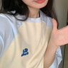 LDBE純棉插肩袖短袖t恤女夏季2025新款美式復(fù)古寬松設(shè)計(jì)感顯瘦上衣服 杏色 L 曬單實(shí)拍圖