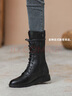 卡帝樂(lè )鱷魚(yú)潮牌2022新款足真皮馬丁靴女英倫風(fēng)加絨平底中筒靴低跟加厚 Q888【不加絨】黑色【好賣(mài)款】 39 曬單實(shí)拍圖