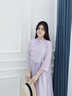 子牧棉麻夏裝 女時(shí)尚立領(lǐng)套頭七分袖盤(pán)扣有內襯百搭連衣裙0763 淺紫色 M(建議105斤以?xún)? 曬單實(shí)拍圖