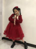 安妮优儿（Anneyol）女童连衣裙春秋款裙子2024新款儿童洋气春装小女孩衣服红色公主裙 红色 150 实拍图