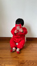 博睿恩新生嬰兒爬服冬季唐裝男女寶寶過(guò)年衣服夾棉保暖紅色拜年連體衣 爆竹滿(mǎn)印 80cm 曬單實(shí)拍圖