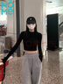 NOME打底衫女2026早春新款短款小高領(lǐng)內搭外穿露臍打底長(cháng)袖 黑色 M 曬單實(shí)拍圖