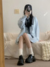 康姿蝶厚底樂福鞋女2025春季新款百搭小個子松糕單鞋子學生黑色小皮鞋女 黑色 37 曬單實拍圖