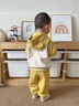 幼歌（YOUGE）嬰幼兒冬季新款小動(dòng)物印花衛衣彈力褲舒適保暖套裝 明黃色（66-80兩用襠） 90 cm 曬單實(shí)拍圖
