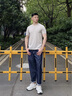 DZSF歐貨2025夏季仿亞紡棉麻短袖t恤男薄款透氣修身潮流半袖上衣男士 杏色 XL 【體重建議: 138-155斤】 曬單實(shí)拍圖