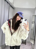 燦圖韓系重磅連帽衛(wèi)衣外套女裝春秋季新款開衫運動服小個子休閑上衣女 灰色 L 【建議110-120斤】 曬單實拍圖