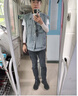 勺府潮牌百搭貼標(biāo)牛仔褲男彈性修身簡約小腳褲潮流時(shí)尚貓須顯瘦九分褲 黑灰色ct555 32建議130-140斤 曬單實(shí)拍圖
