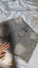 特樂妮大碼復(fù)古口袋闊腿牛仔短褲女夏季胖妹妹mm顯瘦百搭高腰休閑直筒褲 懷舊藍(lán)-769無腰帶 L 建議105-115斤 曬單實(shí)拍圖