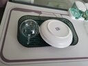 沃德百惠（WORTHBUY）茶盤(pán)家用茶托盤(pán)雙層瀝水茶幾輕奢現代辦公室茶杯水杯玻璃杯收納架 小號綠色（單層） 曬單實(shí)拍圖