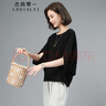 衣典零一（LEDIALYI）2025夏季女裝新款時(shí)尚休閑寬松百搭中年短袖t恤女夏天半袖薄上衣 黑色 L （推薦120-140斤） 曬單實(shí)拍圖