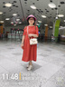 桂雪格休閑短袖中長款連衣裙女裝2024夏季新款高腰寬松收腰紅色裙子 紅色 L （110-120斤） 曬單實拍圖