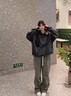 晗鯊扎染燈芯絨褲子男秋季美式休閑褲男秋冬加絨直筒闊腿運動(dòng)衛褲長(cháng)褲 綠色 XL （130-150斤） 曬單實(shí)拍圖