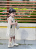 mlgt kids童裝女童旗袍碎花連衣裙寶寶薄款洋氣公主裙兒童中國風漢服 米色 100 cm 曬單實拍圖