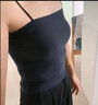 黛比嬌冰絲吊帶背心女帶胸墊打底可外穿內搭防走光抹胸美背無(wú)痕內衣春夏 黑色長(cháng)款 L 98斤以下 曬單實(shí)拍圖
