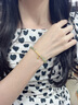 中國黃金（CHINA GOLD）竹節(jié)黃金手鏈女足金和田玉手串七夕情人節(jié)禮物送女友老婆生日實用 京速達-足金竹節(jié)夾圓珠手串-和田玉 曬單實拍圖