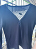 沂懿長(cháng)袖t恤女v領(lǐng)短款辣妹上衣2025新款潮流小個(gè)子純欲風(fēng)修身打底衫 蕾絲紐扣假兩件t恤【藏青色】 M 曬單實(shí)拍圖