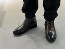 蜘蛛王男鞋秋冬季加絨皮鞋男款商務(wù)正裝真皮保暖套腳高幫工作棉鞋750551 棕色套腳【冬季加絨】 41 (255mm) 曬單實(shí)拍圖