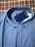 納維凱爾意大利小帆船男士長(cháng)袖襯衫純棉襯衣休閑小格紋刺繡男裝上衣 彩藍/白 3XL/43 曬單實(shí)拍圖