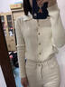 妙奕嘉衣服女裝秋季針織衫打底衫內(nèi)搭洋氣長袖上衣早秋穿搭2024年最新款 polo領(lǐng)金屬紐扣針織衫【杏色】 均碼 【建議80-125斤】 曬單實(shí)拍圖