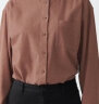 无印良品（MUJI）女式法兰绒 立领衬衫 格子 内搭 衬衣  BCB19C1A 砖红色 L 实拍图