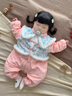 G.DUCKKIDS嬰兒秋冬連體衣中國風(fēng)女寶寶可愛公主滿月漢服加絨夾棉保暖外出服 粉色 【夾棉款】 90 cm 曬單實(shí)拍圖