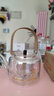 容山堂玻璃煮茶壺燒水壺電陶爐圍爐煮茶套裝養生壺煮茶器功夫茶具泡茶壺 竹把煥彩蒸煮茶器-海水江崖 1L 曬單實(shí)拍圖