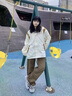 卡圖弛 秋季套裝男潮流美式高街假兩件外套男士休閑連帽兩件套夾克衣服 卡其色外套+黑色褲子 XL 曬單實(shí)拍圖